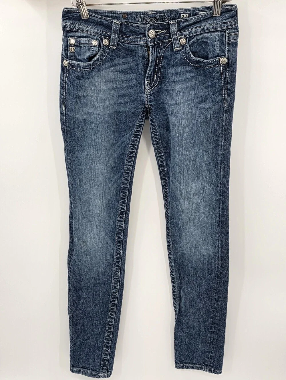 Miss Me Skinny Blingy Medium Wash Blue Size 27 Women's Y2K